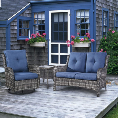 Outdoor Loveseat Small Patio Furniture 2 Seater Sofa Brown Wicker Couch Rattan Settee for Single-Family House