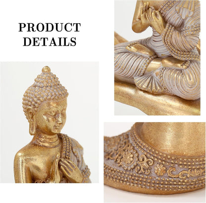 Buddha Statue for Home Decor Gold 8.7"- Buddha Statues for Zen Decor - Buddha Statue Large for Spiritual-Buddha Decor for Living Room-Buda–Indoor Buddha Gift for Relaxation, Meditation or Shrine