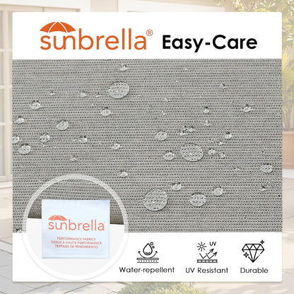 Outdoor Sunbrella Square Corner Seat Cushion, 19"x19"x3", Set of 4, Non Slip Outdoor Seat Cushion Pads with Removable Cover for Patio Furniture, Garden Yard Lawn, Specrtum Pebble