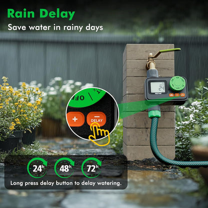 [2 Pack] RESTMO Sprinkler Timer, Programmable Water Timer for Garden Hose, Automatic Digital Control | Manual ON/Off | Rain Delay for Outdoor Faucet, Drip Irrigation and Lawn Watering System