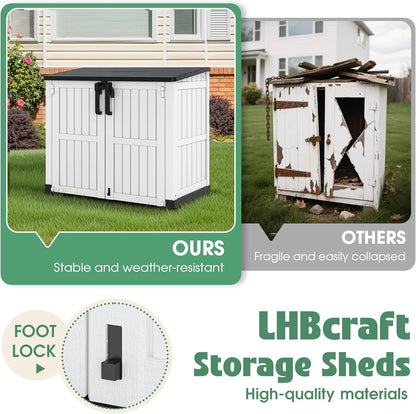 Outdoor Storage Cabinet 36 Cu Ft with Lockable Doors, Portable Horizontal Resin Storage Shed -Easy to Assemble, Waterproof Outdoor Storage Box for Backyards,Patios