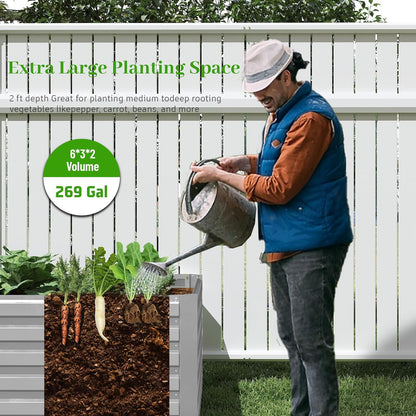 6x3x2 ft Raised Garden Bed, Large Metal Planter Raised Beds, Planters for Outdoor Plants for Vegetables, Flowers, Herbs, Fruits, and Succulents.(2 Pcs)