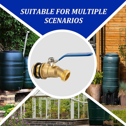 Brass Rain Barrel Spigot Kit 3/4" GHT Brass Water Container Rain Barrel Faucets Lead-Free Spigot for Garden Hose Thread Connection 55 Gallon Water Tank Faucet