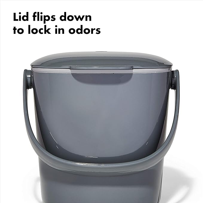 OXO Good Grips Easy-Clean Compost Bin, Charcoal - 0.75 GAL