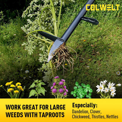 Colwelt Weed Remover Tool 39’’, Weed Puller Root Remover with Thick Steel Claw, Long Handled Weeding Tool with Easy Foot Ejector, Stand Up Garden Weeder Tool for Lawn Grass Dandelion Removal