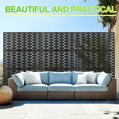 Outdoor Privacy Screen,72" H×47" W Metal Privacy Screen, Freestanding Privacy Fence Panels for Patio