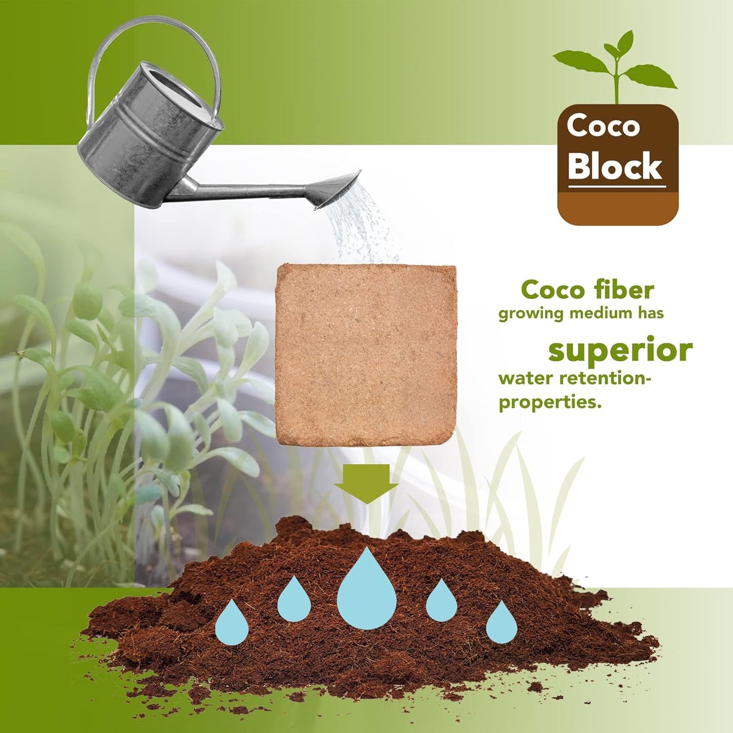 Home and Country Triple Washed Compressed Coco Coir Brick (40 LBS) - Coco Fiber is an Ideal Compost Starter for Your Home Garden. Coco Coir Bricks Provide Organic Alternative to Peat Moss for Plants.