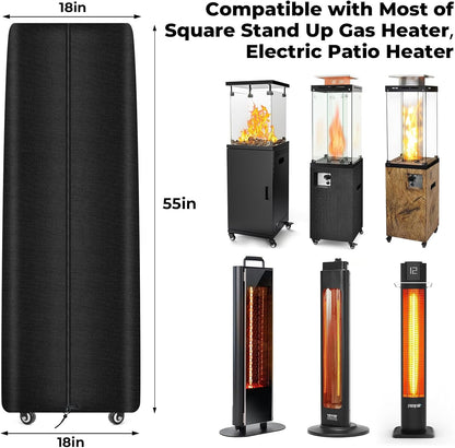 Square Tower Patio Heater Covers, Heavy-duty and Weather-resistant Oxford Fabric, Waterproof, Dust-proof, Snow-proof, Windproof, with Zipper and Storage Bag