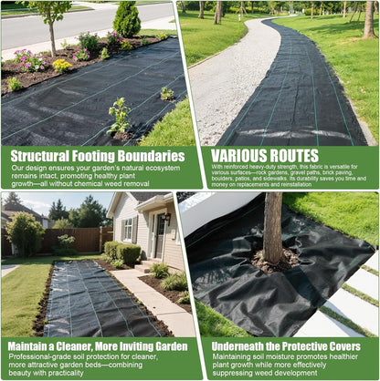 3FTx100FT Weed Barrier Fabric Heavy Duty, Gardening Landscape Fabric Cover Mat, Durable Weed Control Fabric for Garden Bed Cover, Landscaping, Commercial Driveway, Underlayment Use (3x100FT-3.2OZ)