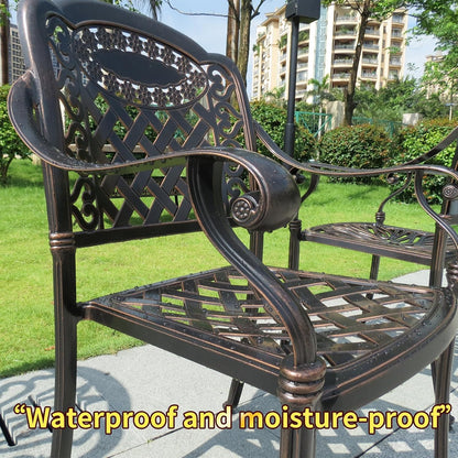 Outdoor Dining Chair Cast Aluminum Patio Chairs Set of 2 All-Weather Patio Dining Chair with Adjustable Feet for Backyard Garden (Purple Bamboo Chair)