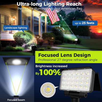 Solar Spot Lights Outdoor Waterproof for Flag, Tree, House, Garden, Yard, Landscape Spotlights for Accent Uplighting Decorations-6 Pack, Natural Light