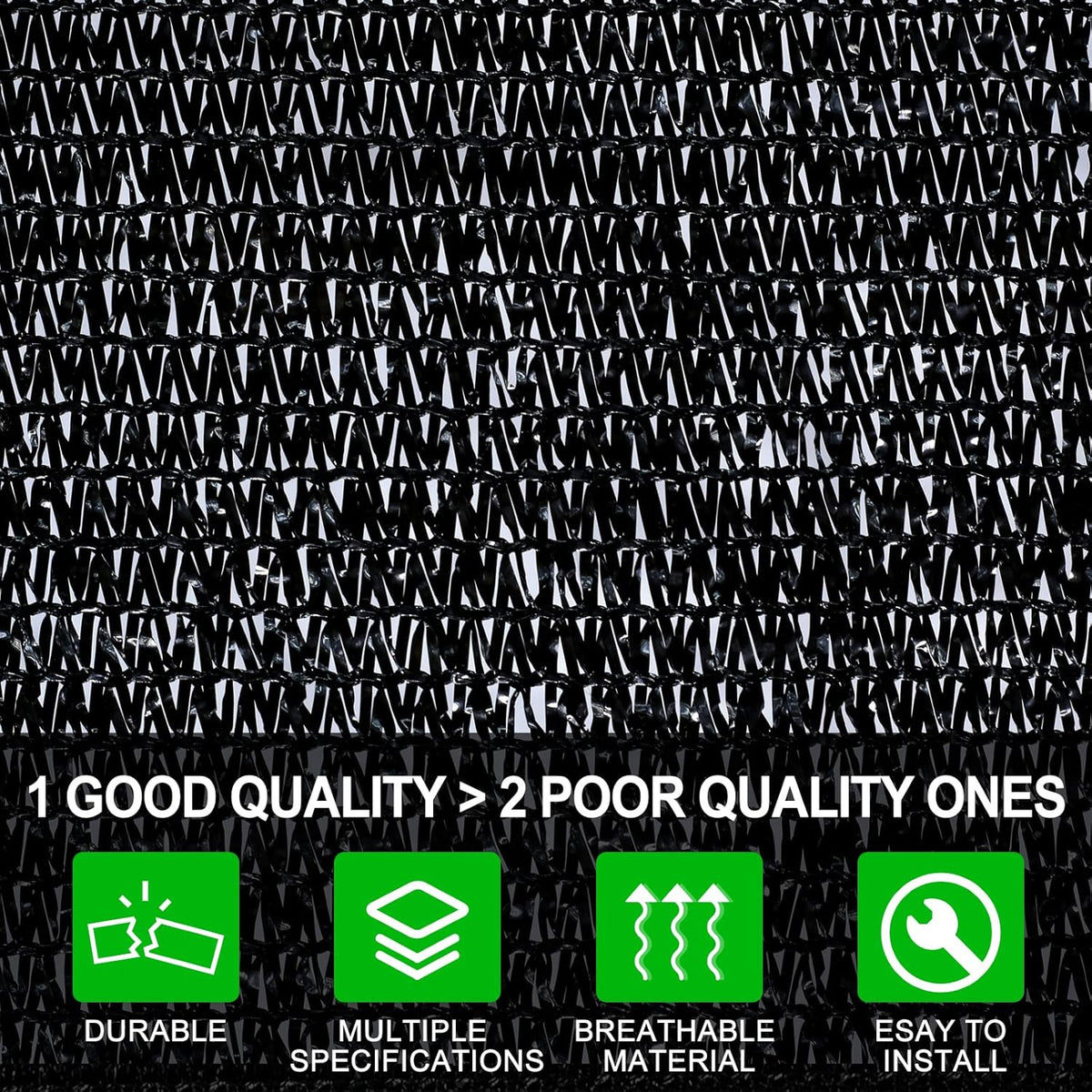 Agfabric 70% 6X 12ft Sunblock Shade Cloth with Grommets for Garden Patio, Black
