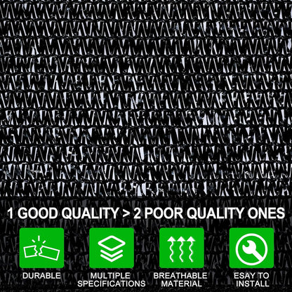 Agfabric Shade Cloth 12X 10ft Garden Patio Shade Panel with Grommets 70% Sunblock, Black