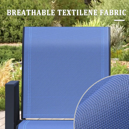Outdoor Patio Chairs Set of 2, Blue Stackable Outdoor Chairs, Lightweight Patio Set with High Back, Metal Dining Chair for Lawn, Garden, Yard and Deck