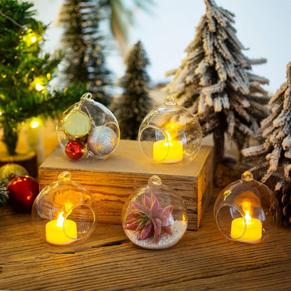 Sziqiqi 3.15inch Glass Globes Glass Bulbs Hanging Tea Light Holder Terrarium Container Wedding Centerpiece Backyard Decoration Christmas Ornaments 90pcs+10 Extra