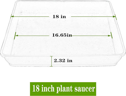 4 Pack Square Plant Saucer 18 Inch, Durable Plastic Plant Saucer, Heavy Duty Plant Pot Saucers, Planters for Indoors and Outdoors Plants，Large Deep Plant Trays for Pots,