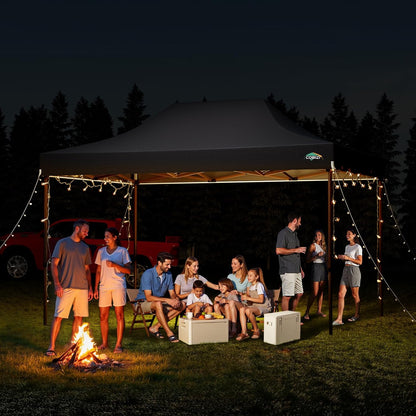 COBIZI 10x15 Pop Up Canopy Tent Heavy Duty Without Sidewall, Commercial Outdoor Easy Pop Up Gazebo for Party Wedding All Weather Waterproof UV 50+ with Roller Bag(Leg Upgraded),Black