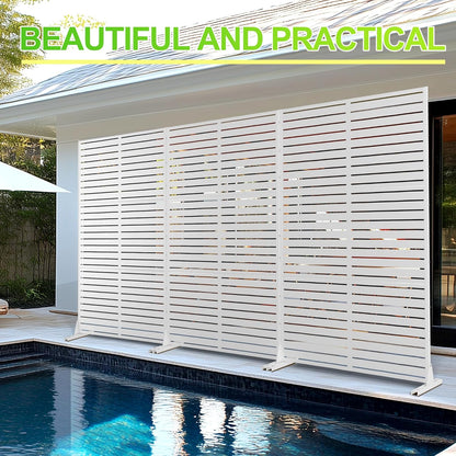 Outdoor Privacy Screen,72" H×47" W Metal Privacy Screen, Freestanding Privacy Fence Panels for Patio