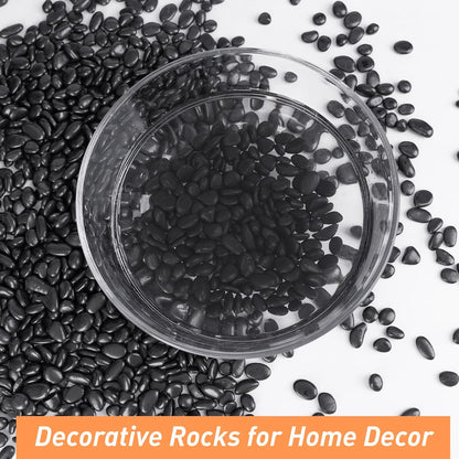 10 lbs Black Pebbles for Indoor Plants, Succulent, Bamboo, Vase, 3/8" Plant Rocks for Pots Indoor, Small River Rocks Decorative Pea Gravel, Highly Polished