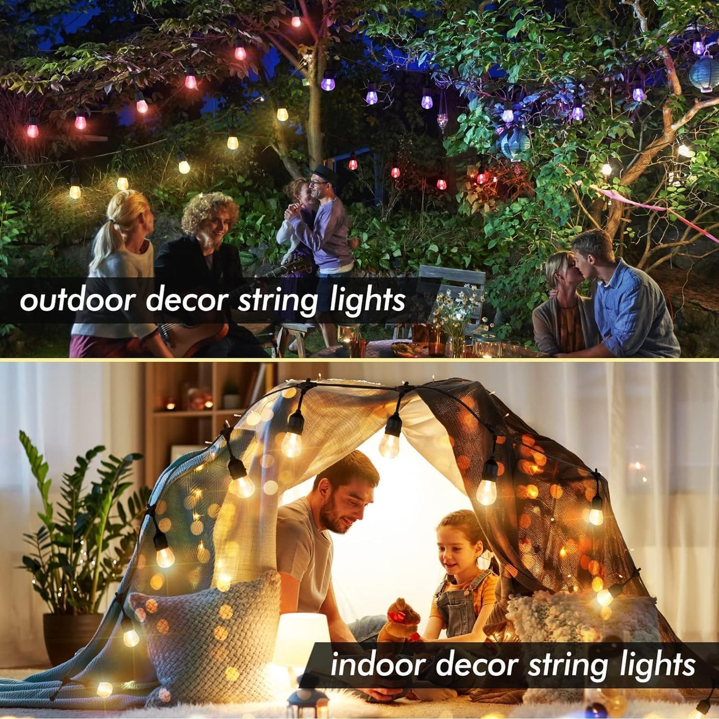 Auroraworld Outdoor String Lights, 96FT Color Changing Patio Lights Outdoor for Patio