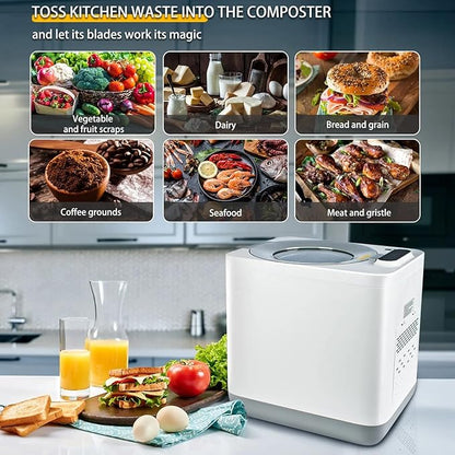 Electric Kitchen Composter, Indoor/Outdoor Smart Countertop Compost Bucket, Odorless Electric Compost Bucket