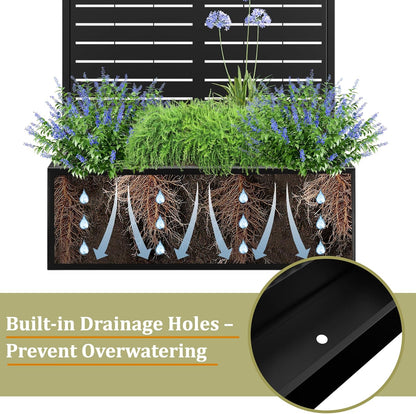 TOAOTBNBO Metal Planter Box with Trellis, Heavy-Duty Raised Garden Bed for Climbing Plants, Drainage Hole, Outdoor Planter Box with Privacy Screen，35''L×16''W×71''H