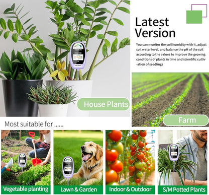 HSLGOVE Soil Test Kit, 2-in-1 Soil Moisture Meter/Soil PH Meter, Dual Screen Soil Tester, Soil Moisture Meter for Plants Watering/Gardening for Lawn,Farm Indoor&Outdoor Use-AgatePurple