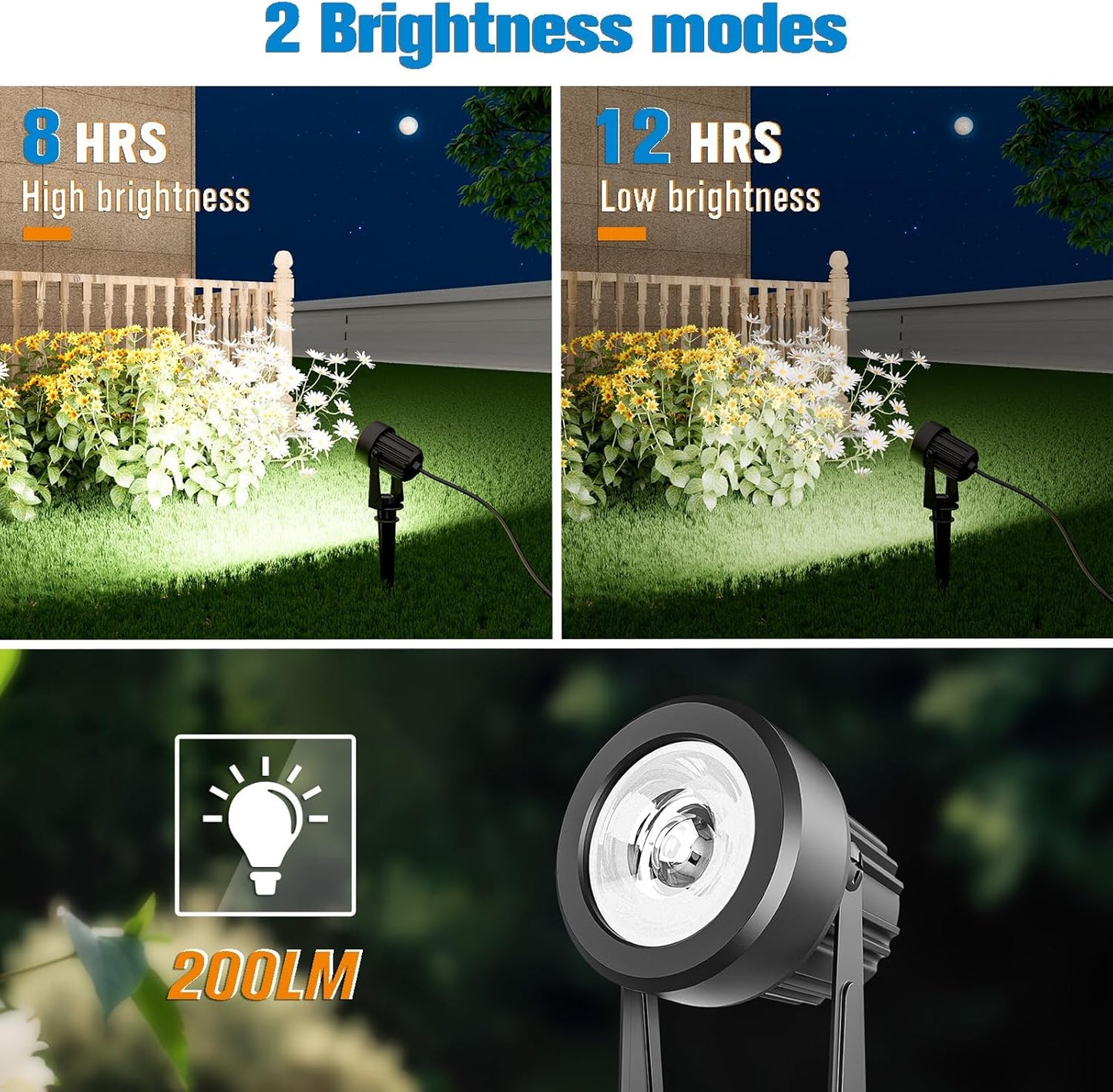 APONUO Solar Spot Lights Outdoor 4-in-1 Solar Landscape Lighting Dusk to Dawn Solar Uplights IP65 Waterproof 9.8ft Cable Outdoor Spot Lights for Yard Pathway Garden Tree Decoration (Cool White)