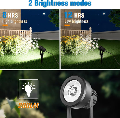 APONUO Solar Spot Lights Outdoor 4-in-1 Solar Landscape Lighting Dusk to Dawn Solar Uplights IP65 Waterproof 9.8ft Cable Outdoor Spot Lights for Yard Pathway Garden Tree Decoration (Cool White)