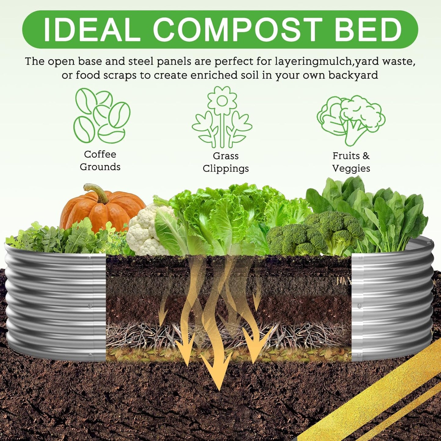3 Pack Galvanized Raised Garden Bed Outdoor,Metal Garden Bed for Vegetables,Steel Raised Beds for Gardening,Above Ground Garden Box for Flower-45x20 inch