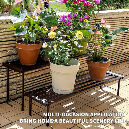 Metal Plant Stand, Rust-proof Aluminum Flower Pot Stand, Plants Display Stands Decoration Racks for Living Room Balconies and Gardens (120 Ebony)