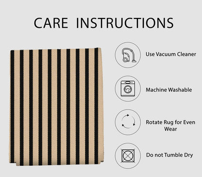 IOHOUZE Striped Area Rug 3'x5' Front Door Rugs Small Washable Area Rug for Front Porch, Spring Summer Welcome Door Mats Outdoor Indoor, Doormat for Entryway Porch Entrance, Tan/Black