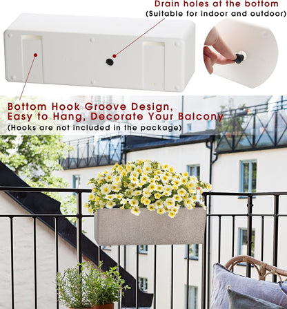 GardenBasix Elongated Self Watering Planter Pots 2-Pack Window Box 5.5 x 16 inch Indoor Home Garden Modern Decorative Pot for All House Plants Flowers Herbs (Coffee,2)