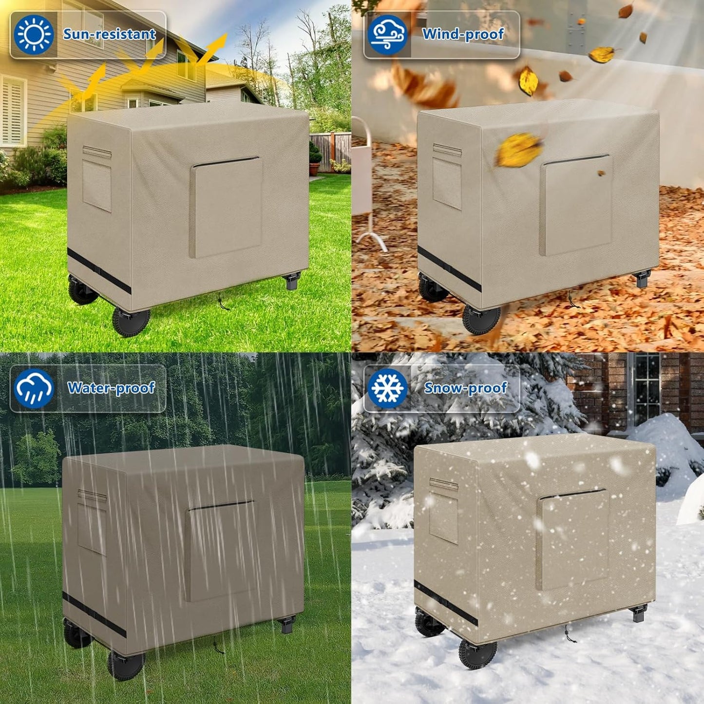 SIRUITON Outdoor Bar Cart Cover for 48 Inch BBQ Food Prep Table, Heavy Duty 600D Oxford Fabric Outdoor Dining Cart/BBQ/Worktable Metal Movable Table Waterproof Cover
