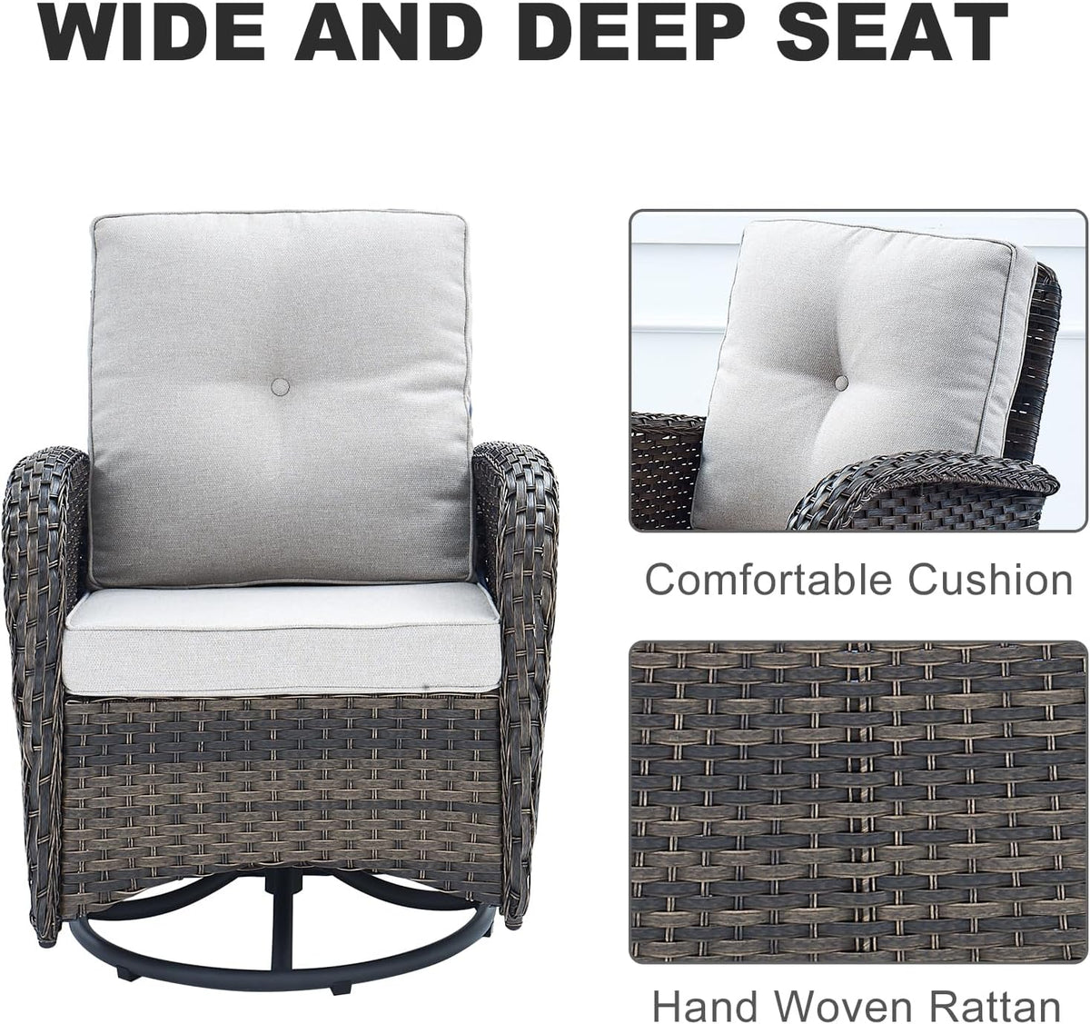 HUMMUH 7-Piece Outdoor Patio Furniture PE Wicker Patio Conversation Set,High Back Patio Couch with Coffee Tables Outdoor Chairs for Backyard,Porch,Deck