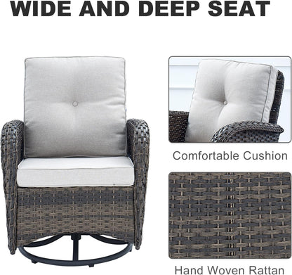 HUMMUH 7-Piece Outdoor Patio Furniture PE Wicker Patio Conversation Set,High Back Patio Couch with Coffee Tables Outdoor Chairs for Backyard,Porch,Deck