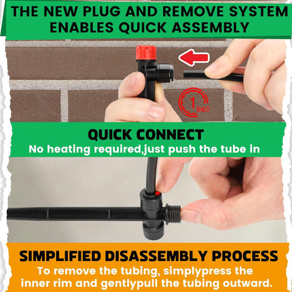 MIXC 30pcs Quick-Connect Drip Irrigation Emitters for 1/4" Drip Irrigation Tubing - Adjustable Push-to-Connect 360° Drip Emitters Stream on 6" Sturdy Stake for Irrigation System