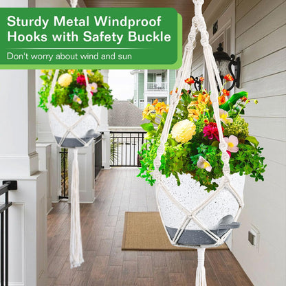 2 Pack Self Watering Hanging Planters Indoor Flower Pots, 6.5 Inch Hanging Pot Macrame Hanging Plant Holders with 2 Hooks Drainage Holes for Garden Home