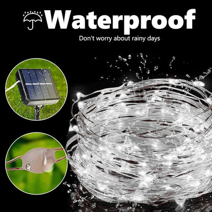 Lomotech Solar String Lights Outdoor - 2 Pack Total 66ft 200LED Solar Fairy Lights Waterproof 8 Modes Twinkle Lights for Outdoor, Patio, Garden, Yard, Party, Wedding, Tree Decoration (White)