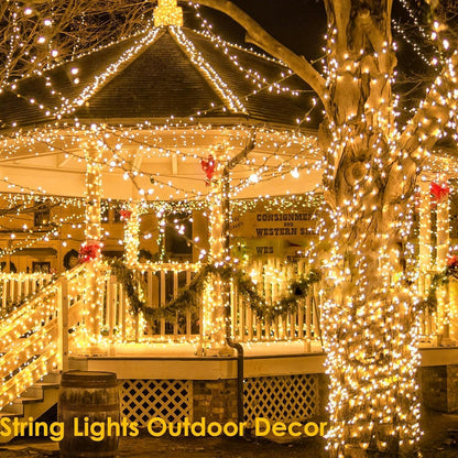 2 Pack 90FT Solar Christmas Lights, Super Bright 160 LED Solar Lights String with 8 Lighting Modes, Outdoor Waterproof Green Wire Solar Twinkle Light for Xmas Garden Decorations (Warm White)