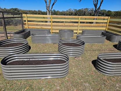 A ANLEOLIFE 3-Pack 12X3X1.5ft & 81x81x18 in Deep Root Galvanized Raised Garden Beds Outdoor for Planting Vegetables Flowers Herb, Quartz Grey