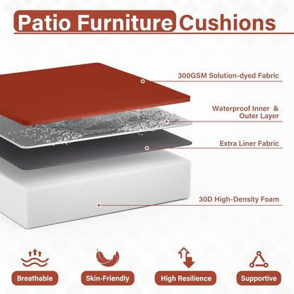 Patio Chair Cushions 24 X 24 X 5 Inch Waterproof Outdoor Seat Cushions for Patio Furniture, Outdoor Sofa Couch Pads with Ties & Handle, Set of 2, Terra Red
