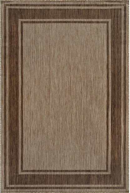 Beverly Rug Outdoor Rug 6x9 Modern Bordered Area Rugs for Indoor and Outdoor Patio Deck Porch Garden Waterproof Weather Sun Resistant Washable Outside Carpet (6 x 9 Jute)