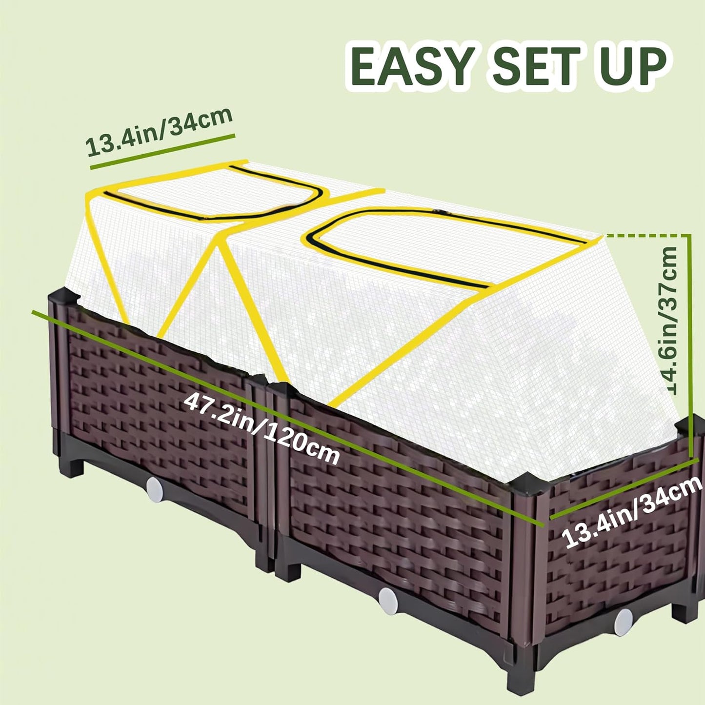 47.2" *14.6" *13.4" Foldable Garden Row Accelerator Plants Cover for Raised Garden Bed, Mini Greenhouse Cover with Two Air Hole and Breathable Mesh, Frost Cover for Plant Vegetable Seedling Protector