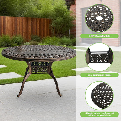 5 Piece Patio Dining Set, All-Weather Metal Outdoor Table and Chairs Set of 4, Cast Aluminum Patio Furniture Set for Patio, Garden, Backyard, Balcony