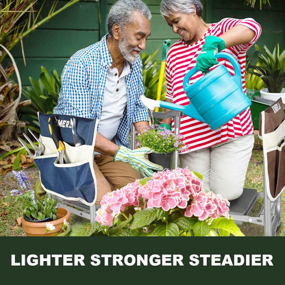 Foldable Garden Kneeler Seat Heavy Duty [Upgraded Widened Thick Kneeling Pad] Garden Stool with Large Garden Tool Bags with Pockets - Portable Garden Bench Gardening Gifts for Parents