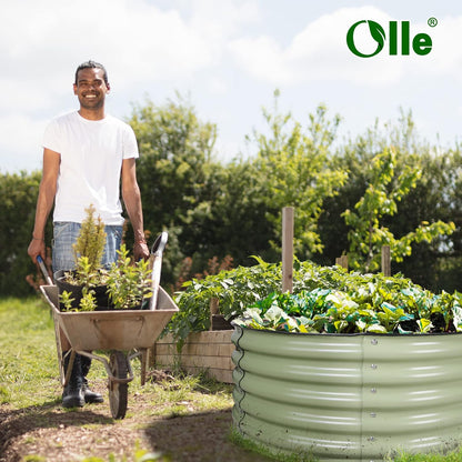 Olle 17" Tall 42" Round Raised Garden Bed Metal Raised Beds for Gardening, Large Planter Box Round Raised Garden Beds Outdoor for Vegetables, Sage Green