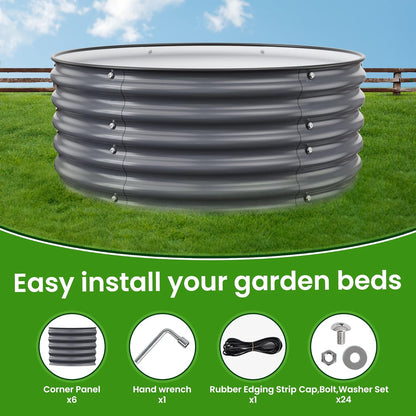 Round Raised Garden Beds, 42''x42''x17''Outdoor Galvanized Garden Planter Box for Vegetable Fruits Flower Herb (Deep Grey)