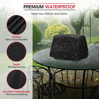 Unicook Grill Cover for Ninja OG700 OG701 OG751 Outdoor Series, Heavy Duty Waterproof Woodfire BBQ Cover with Inner Pocket, Sealed Team, Elastic Closure and Drawstrings, Black