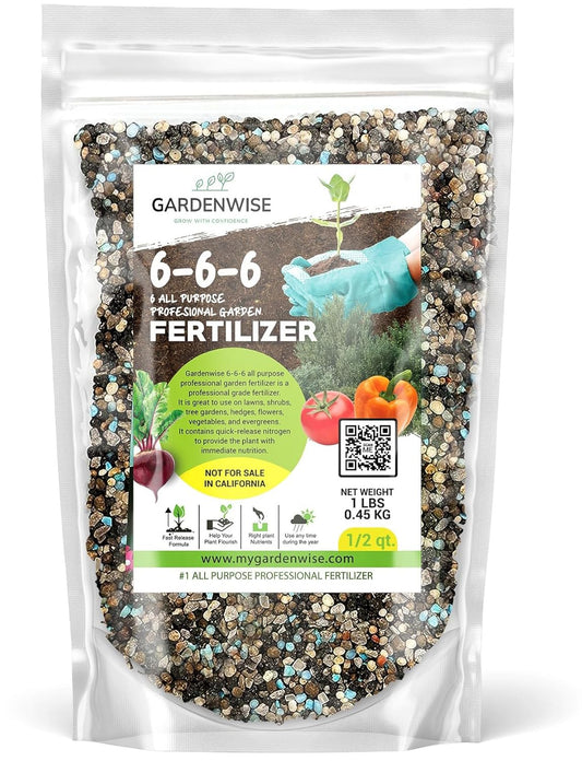 6-6-6 All-Purpose Professional Plant Food Fertilizer; Ideal for Winter Care & Spring Feeding, Perfect Balanced NPK for Indoor and Outdoor Plants (1/2 Quart)